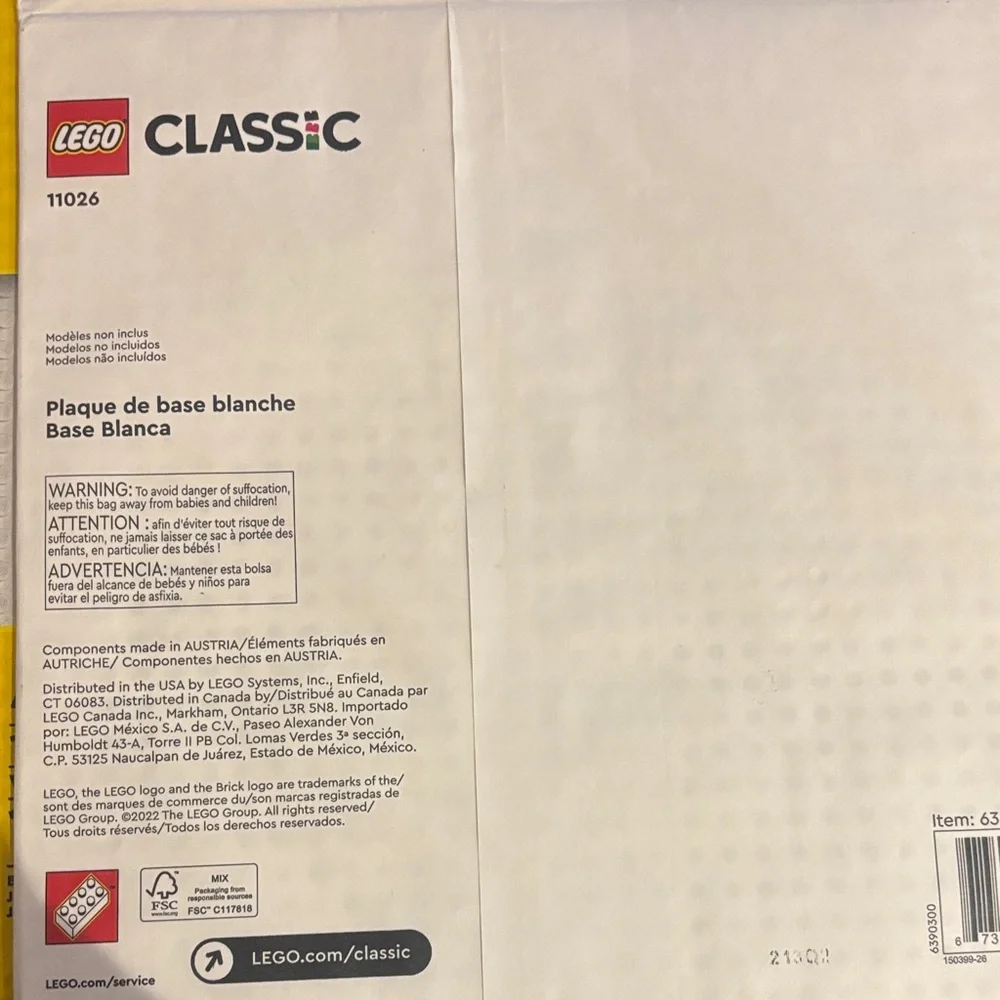 Set of 4 LEGO Classic White Building Bases 11026